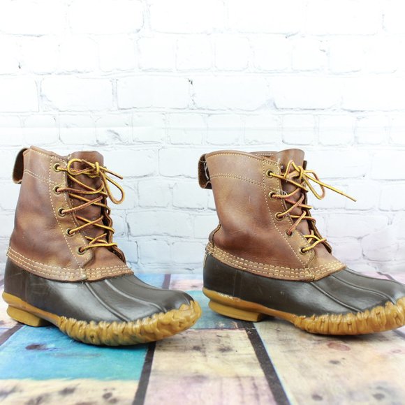 Vintage LL Bean Unlined Brown Leather Maine Hunting Duck Boots 6 M - Picture 3 of 9